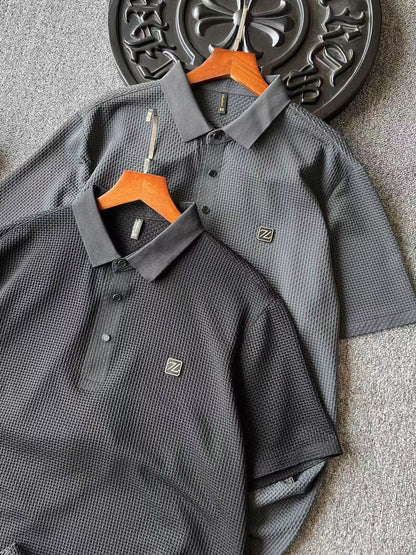 Zegna Seamless 3D Herringbone Polo Shirt
