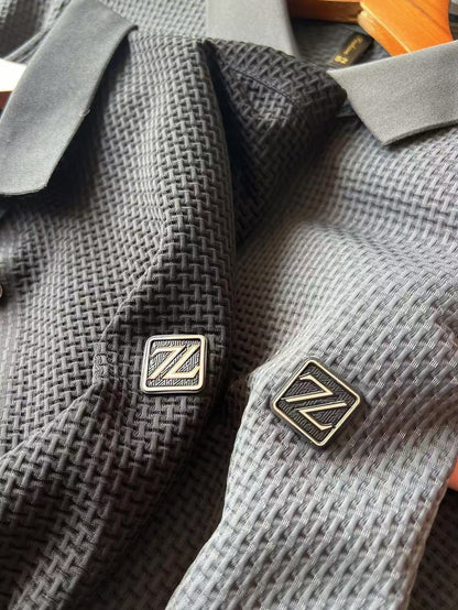 Zegna Seamless 3D Herringbone Polo Shirt