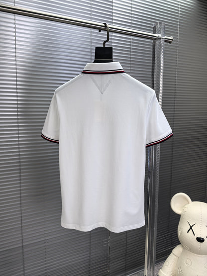 Moncler Embroidered Logo Pique Cotton Polo Shirt – Spring/Summer Collection – 2026SS