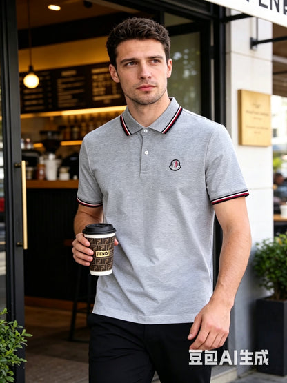 Moncler Embroidered Logo Pique Cotton Polo Shirt – Spring/Summer Collection – 2026SS