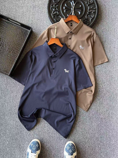 Thom Browne Dog Motif Ice Silk Seamless Polo Shirt