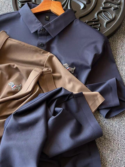 Thom Browne Dog Motif Ice Silk Seamless Polo Shirt