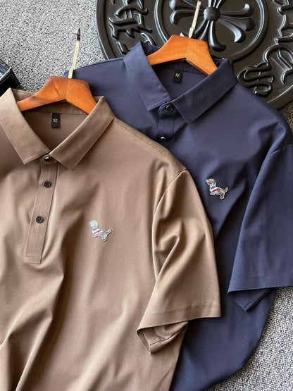 Thom Browne Dog Motif Ice Silk Seamless Polo Shirt