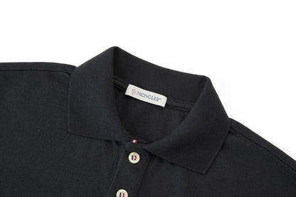 Moncler Logo Ribbed Collar Polo Shirt