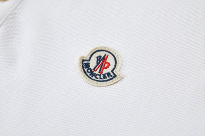 Moncler Logo Ribbed Collar Polo Shirt