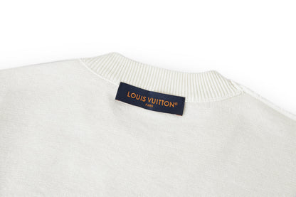 Louis Vuitton Leather Patch Embroidery Knit Sweater