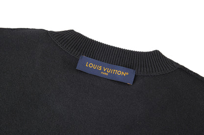 Louis Vuitton Leather Patch Embroidery Knit Sweater