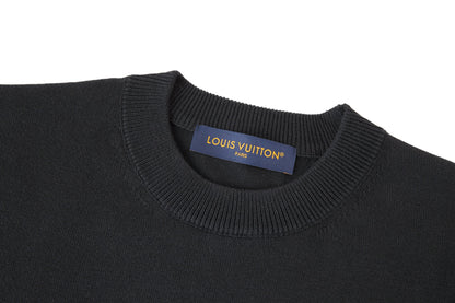 Louis Vuitton Leather Patch Embroidery Knit Sweater