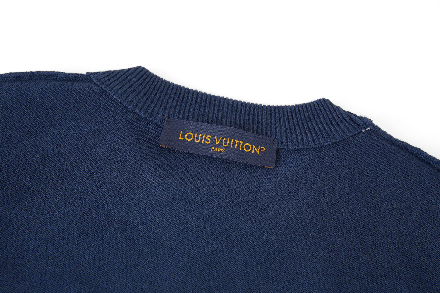 Louis Vuitton Leather Patch Embroidery Knit Sweater
