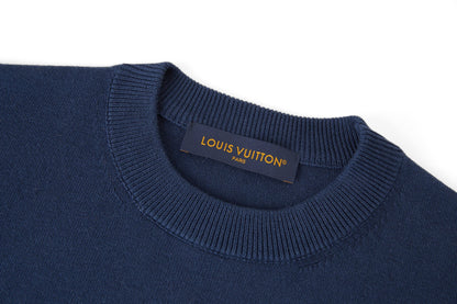 Louis Vuitton Leather Patch Embroidery Knit Sweater