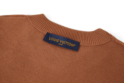 Louis Vuitton Leather Patch Embroidery Knit Sweater