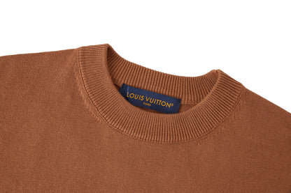 Louis Vuitton Leather Patch Embroidery Knit Sweater