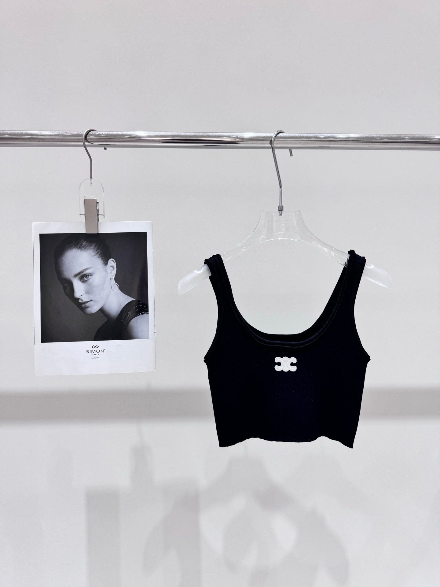 Celine Triomphe Embroidered Knit Tank Top