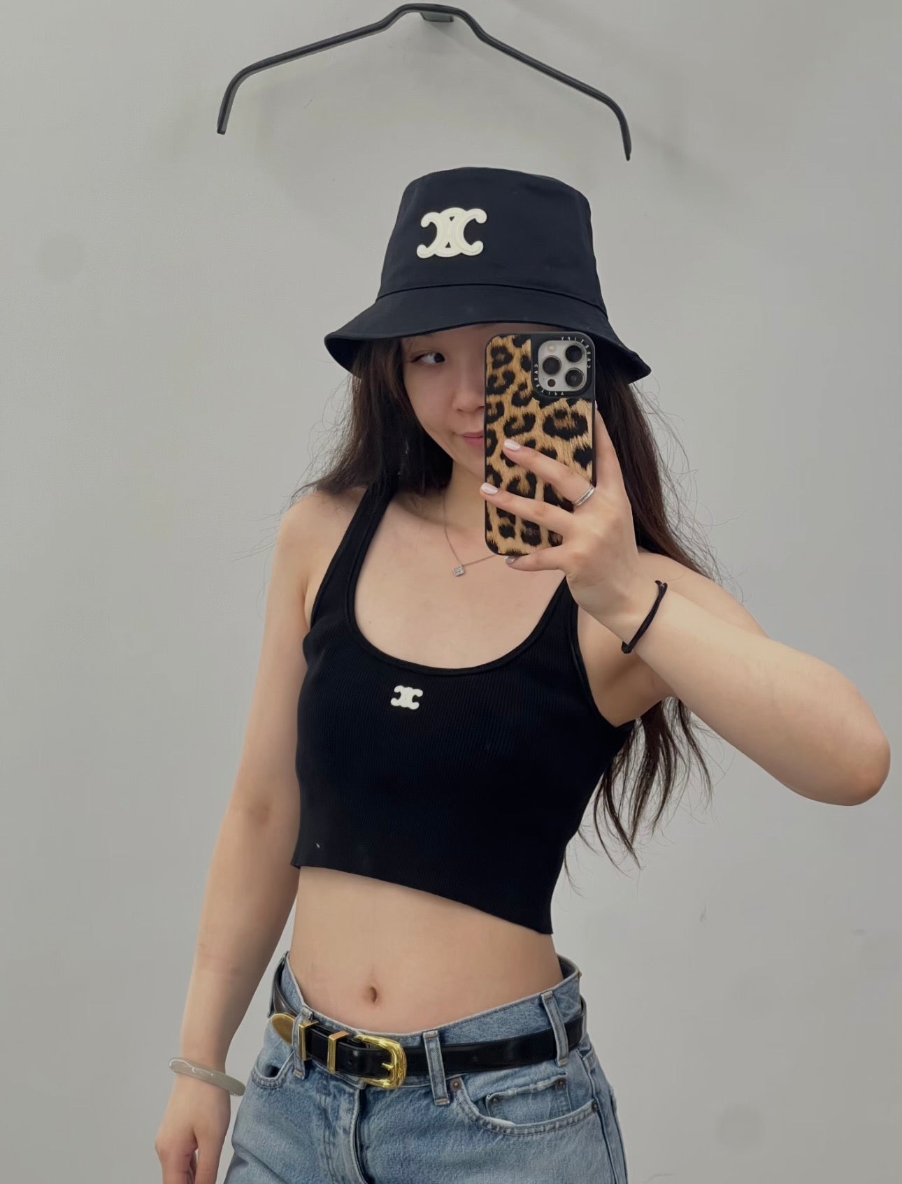 Celine Triomphe Embroidered Knit Tank Top