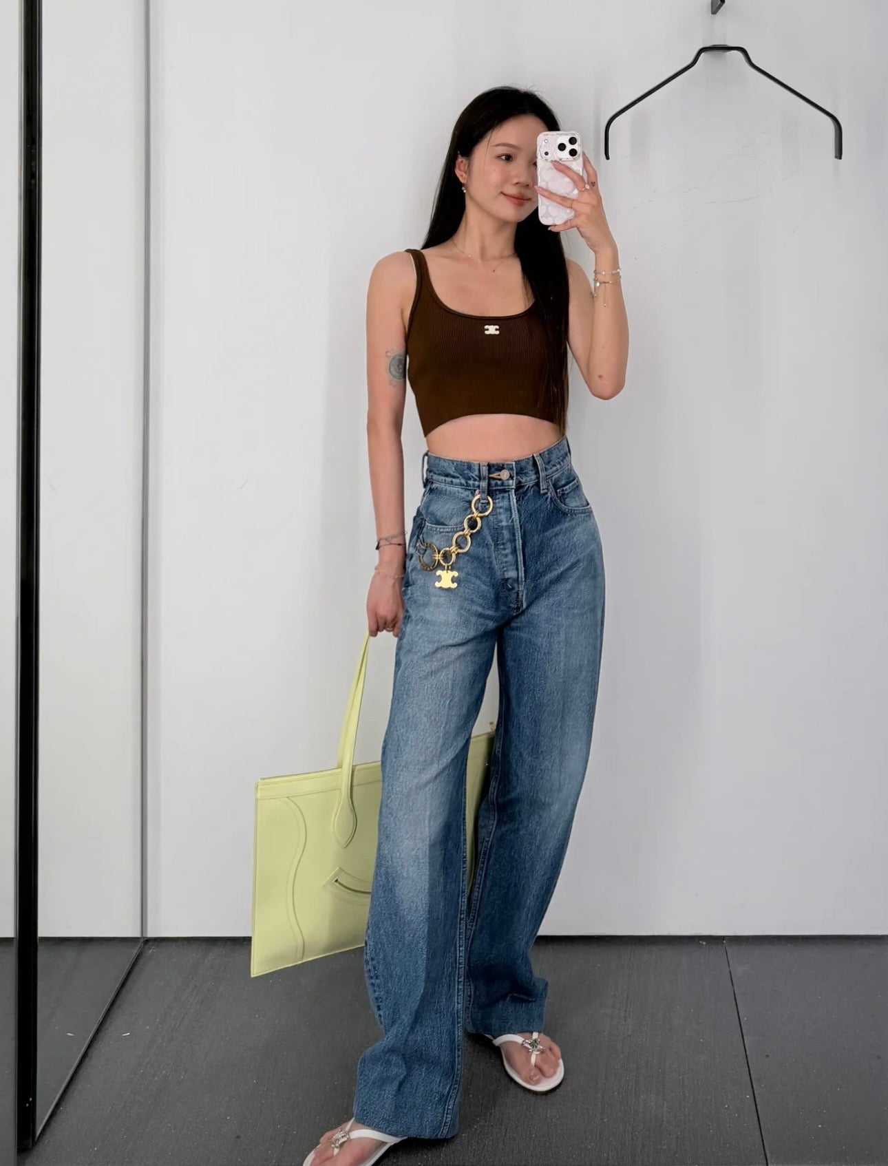 Celine Triomphe Embroidered Knit Tank Top
