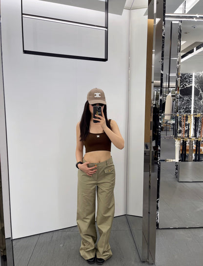 Celine Triomphe Embroidered Knit Tank Top