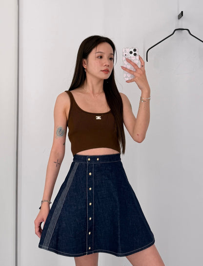 Celine Triomphe Embroidered Knit Tank Top