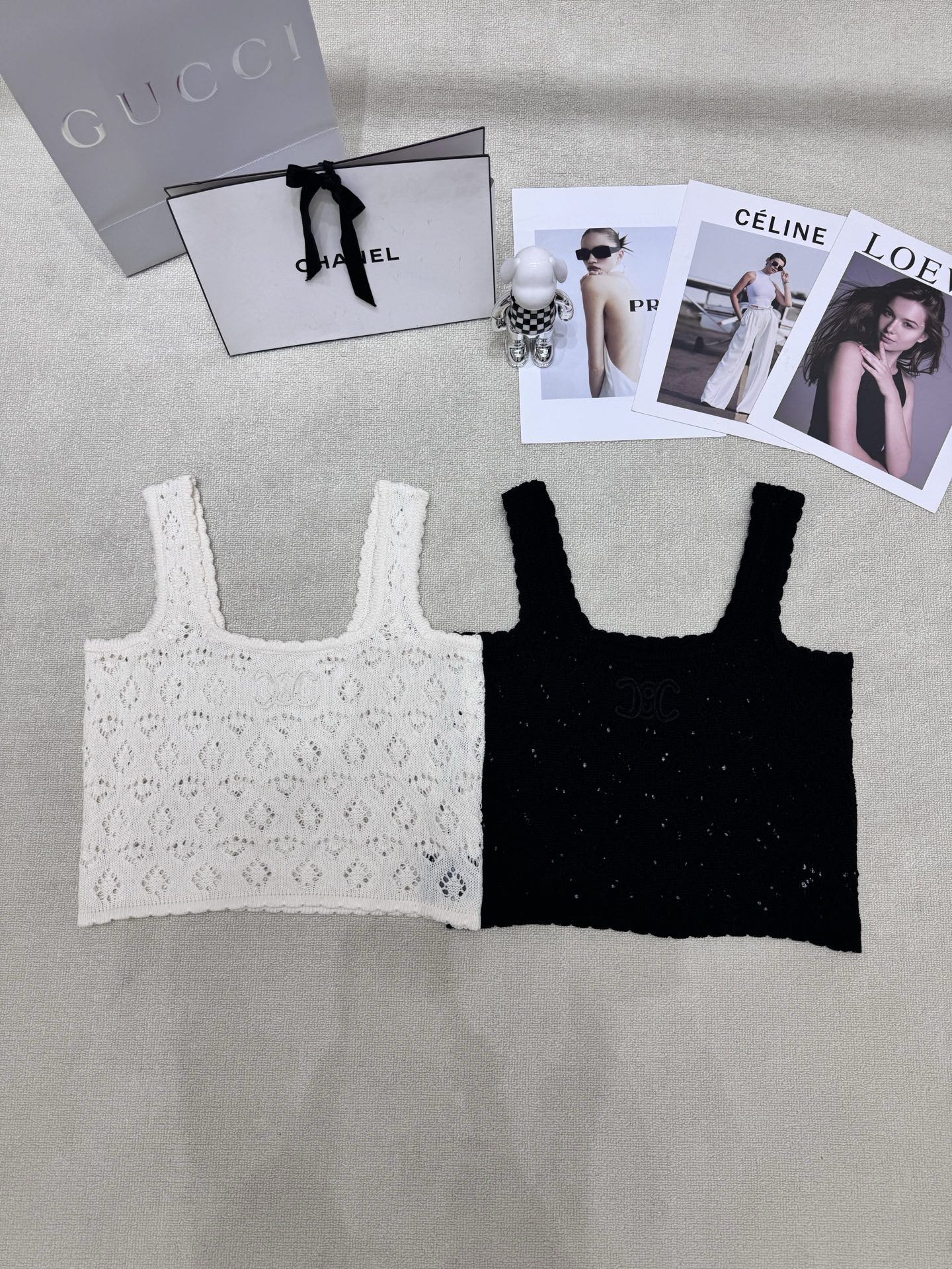 Celine Triomphe Cut-out Knit Vest