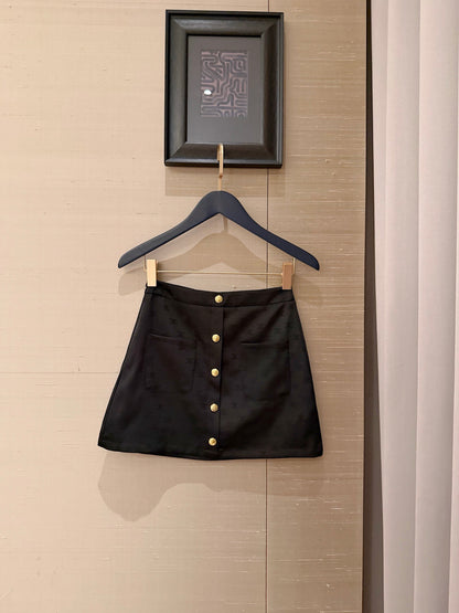 Celine Triomphe Jacquard Satin Short-Sleeved Blazer and Skirt Set