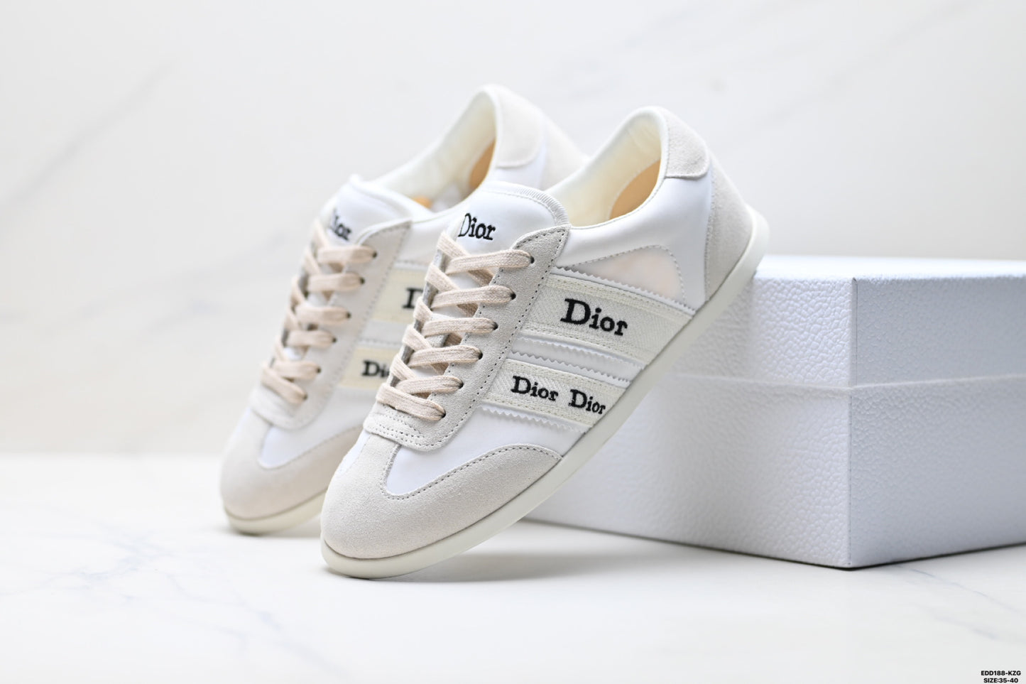Dior Ribbon Suede and Calfskin Sneakers