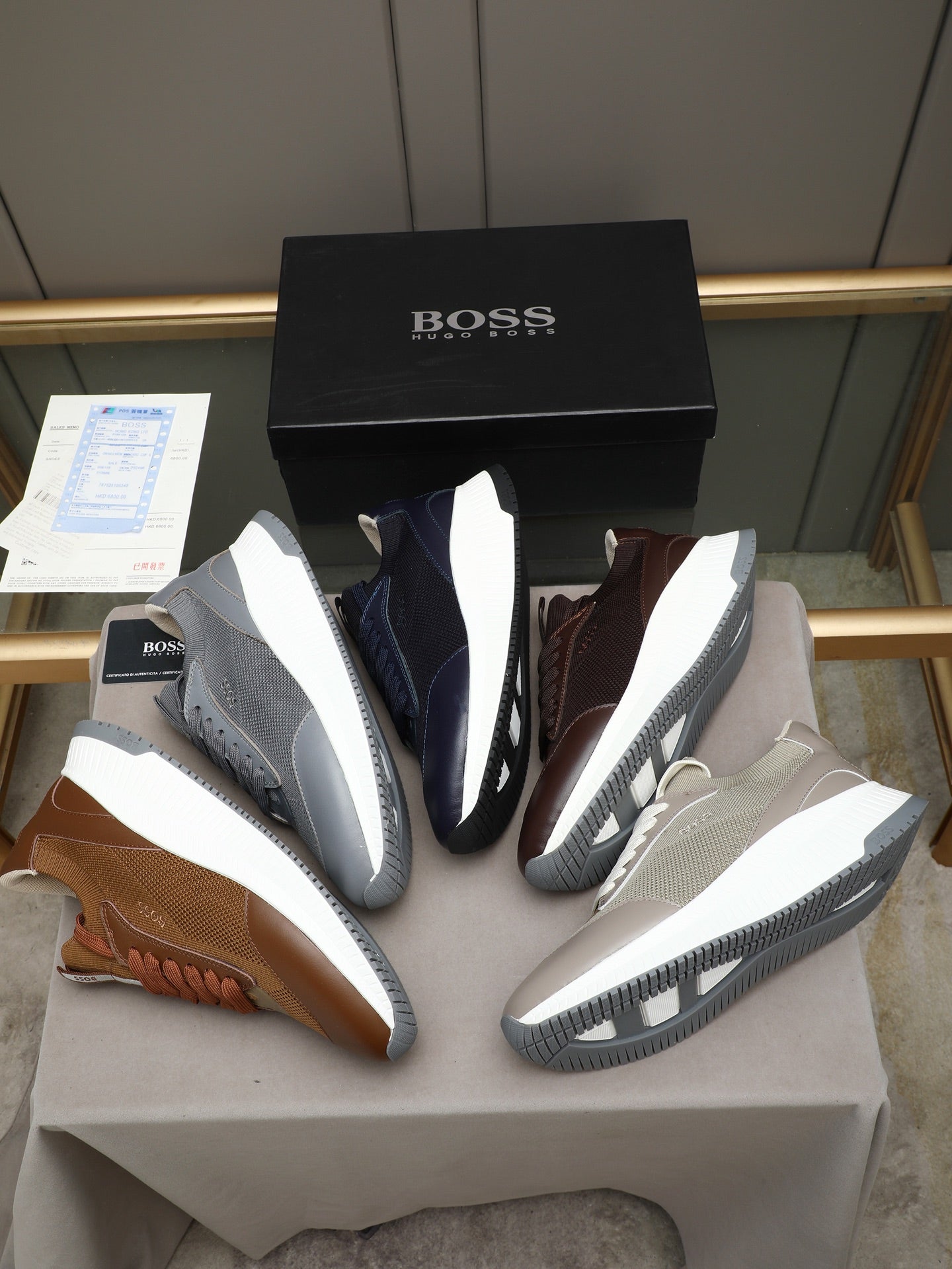 Boss Leather and Mesh Business Casual Sneakers
