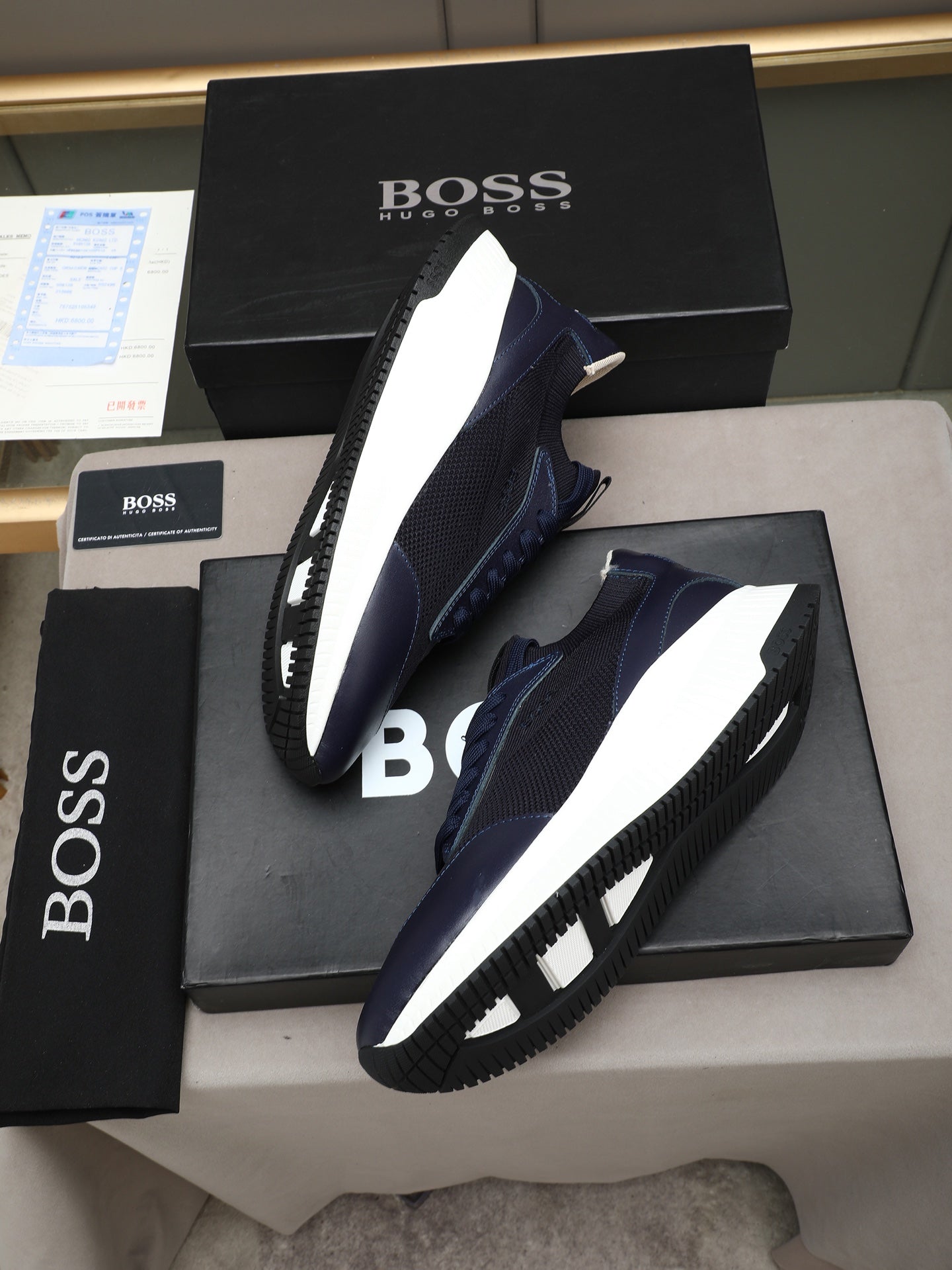 Boss Leather and Mesh Business Casual Sneakers