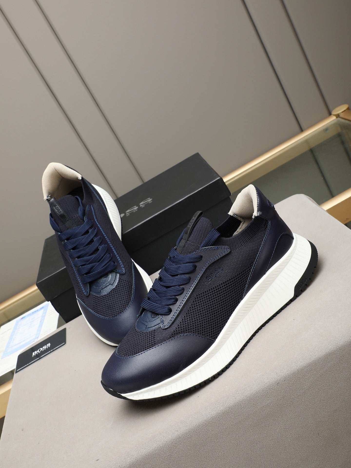 Boss Leather and Mesh Business Casual Sneakers