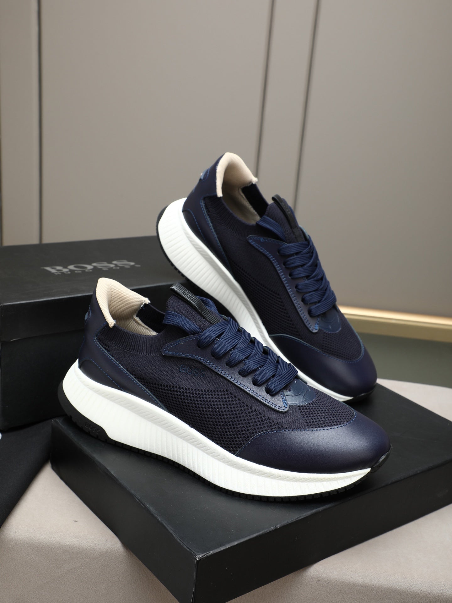 Boss Leather and Mesh Business Casual Sneakers
