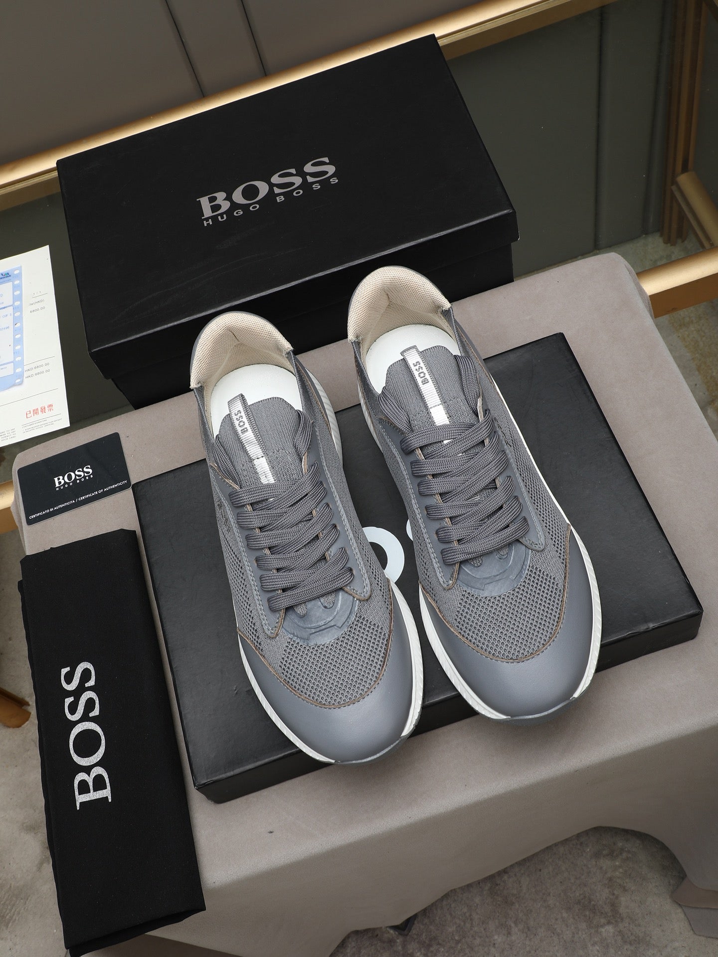Boss Leather and Mesh Business Casual Sneakers