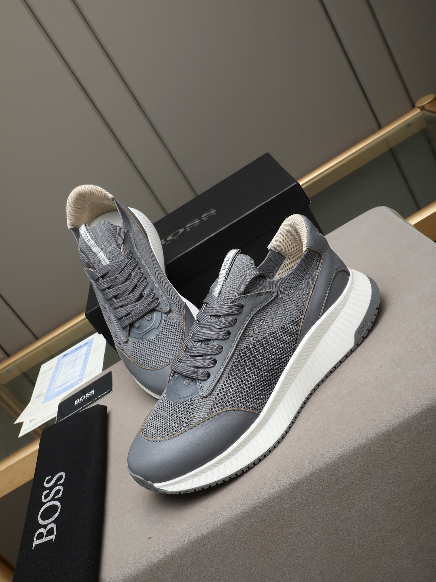 Boss Leather and Mesh Business Casual Sneakers