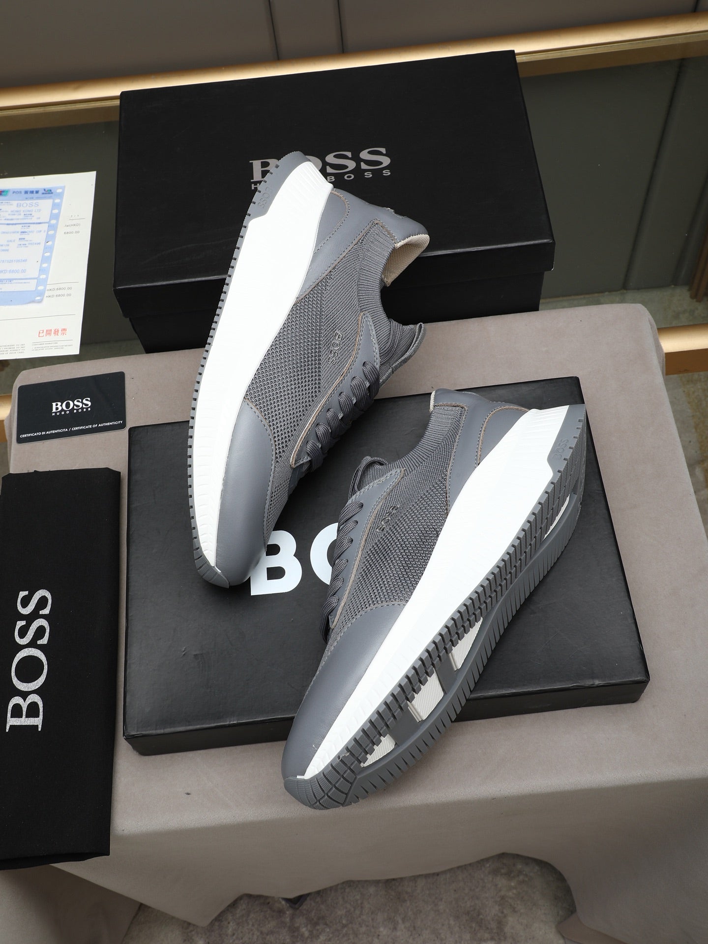 Boss Leather and Mesh Business Casual Sneakers