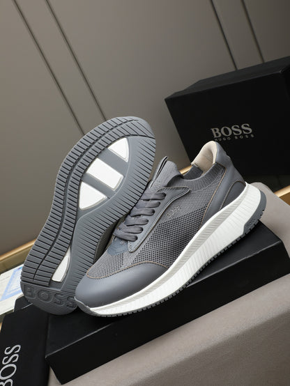 Boss Leather and Mesh Business Casual Sneakers