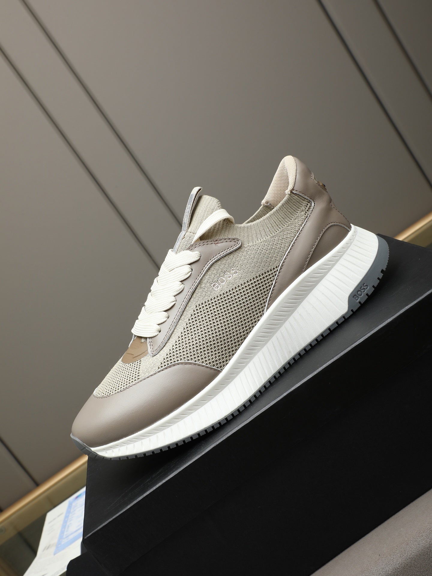 Boss Leather and Mesh Business Casual Sneakers