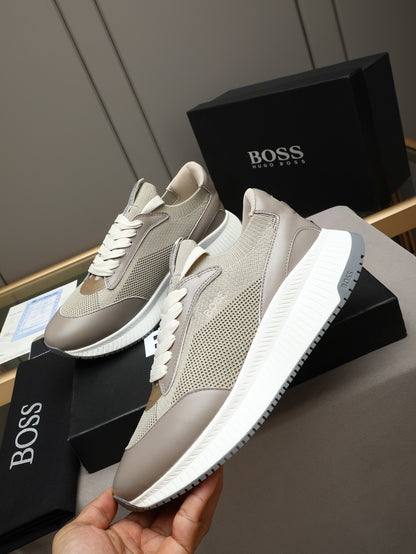 Boss Leather and Mesh Business Casual Sneakers