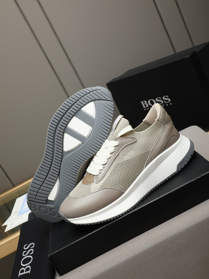 Boss Leather and Mesh Business Casual Sneakers