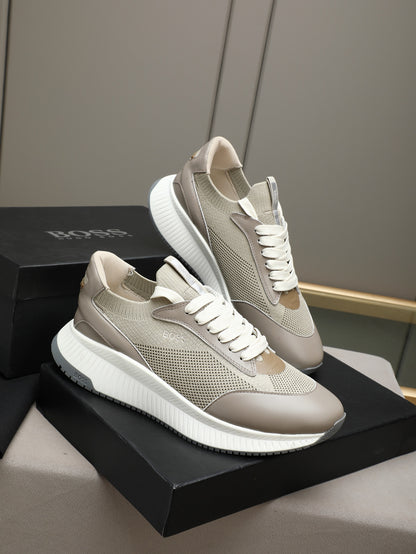 Boss Leather and Mesh Business Casual Sneakers