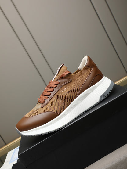 Boss Leather and Mesh Business Casual Sneakers