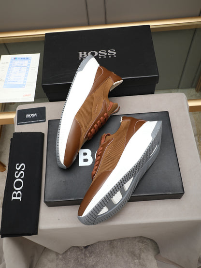 Boss Leather and Mesh Business Casual Sneakers