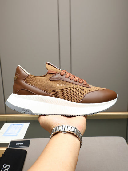 Boss Leather and Mesh Business Casual Sneakers