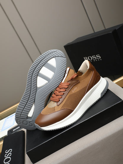 Boss Leather and Mesh Business Casual Sneakers