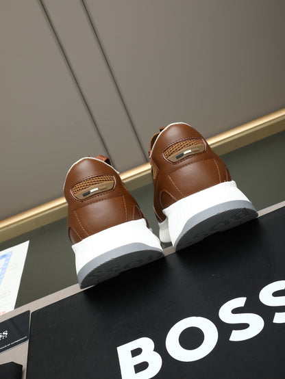 Boss Leather and Mesh Business Casual Sneakers