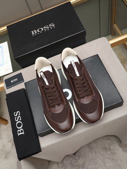 Boss Leather and Mesh Business Casual Sneakers
