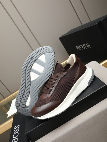 Boss Leather and Mesh Business Casual Sneakers
