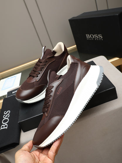 Boss Leather and Mesh Business Casual Sneakers