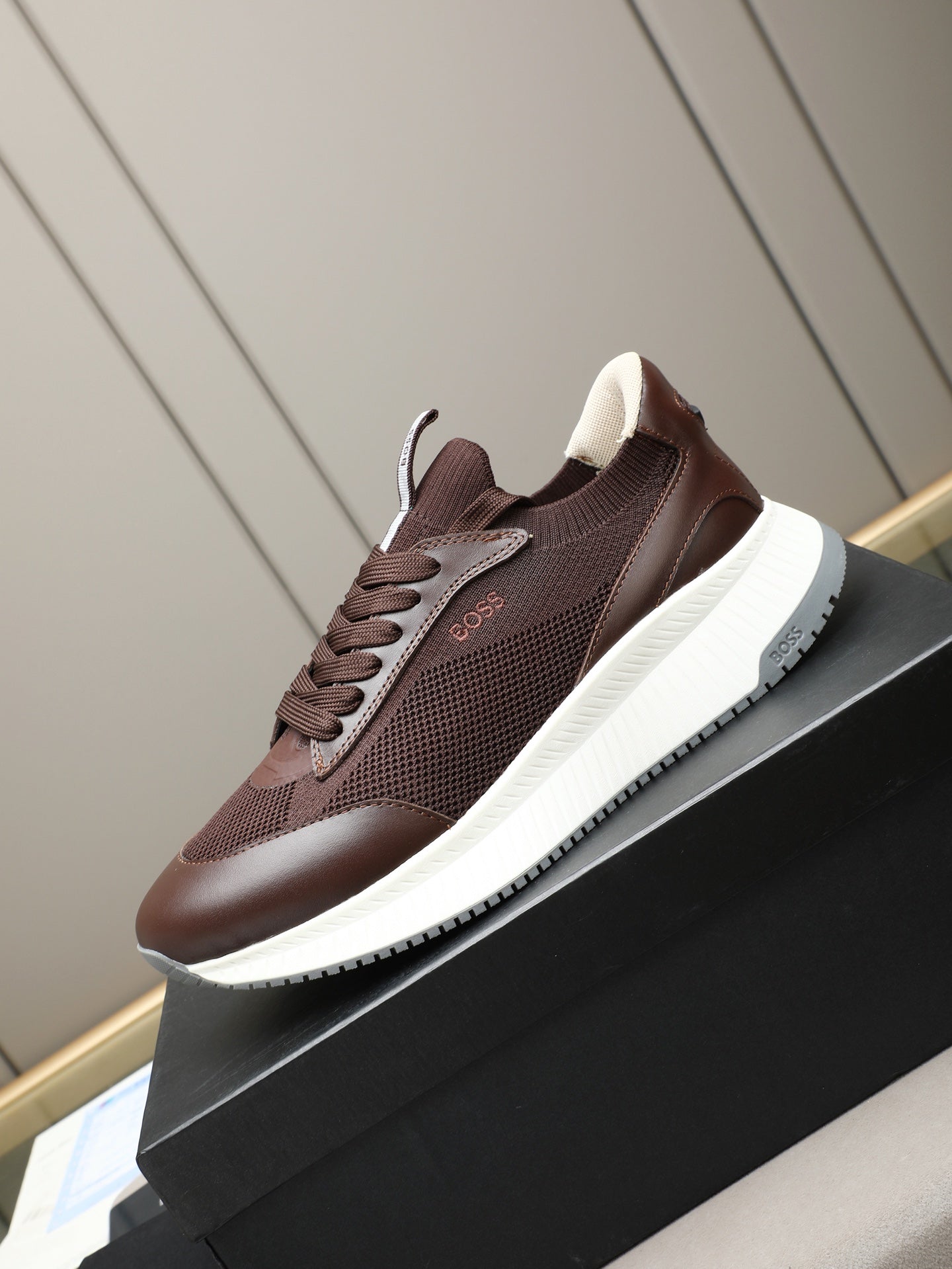 Boss Leather and Mesh Business Casual Sneakers