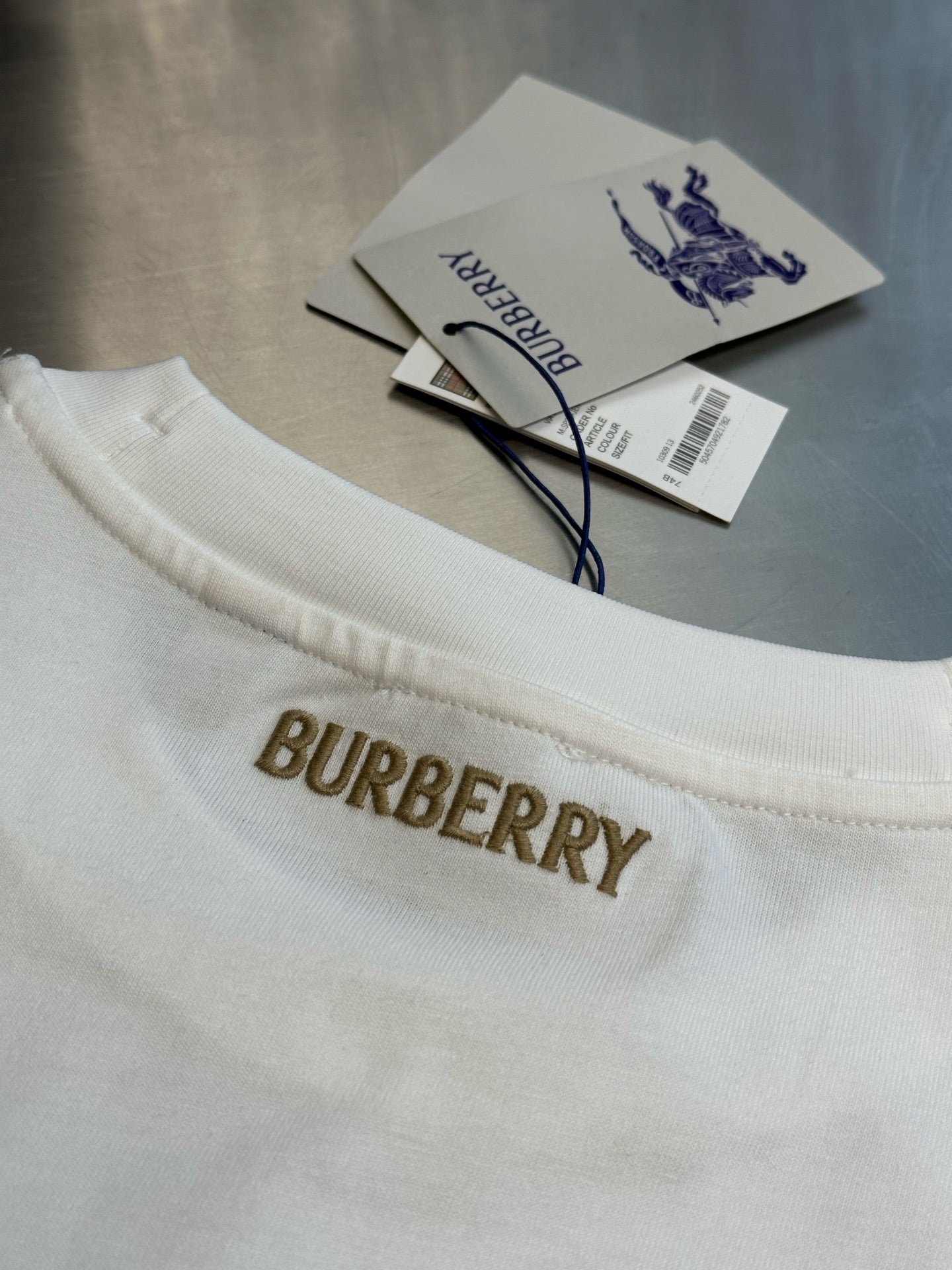 Burberry Check-Trim Equestrian Knight T-Shirt