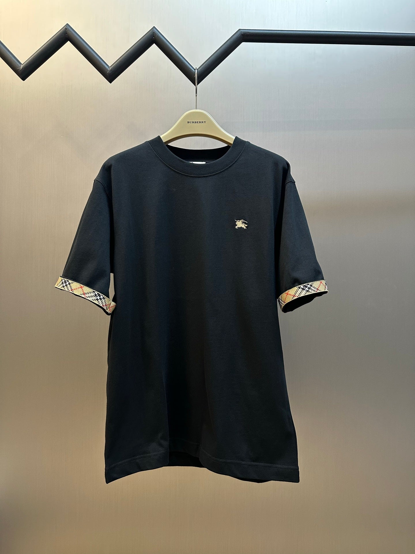 Burberry Check-Trim Equestrian Knight T-Shirt
