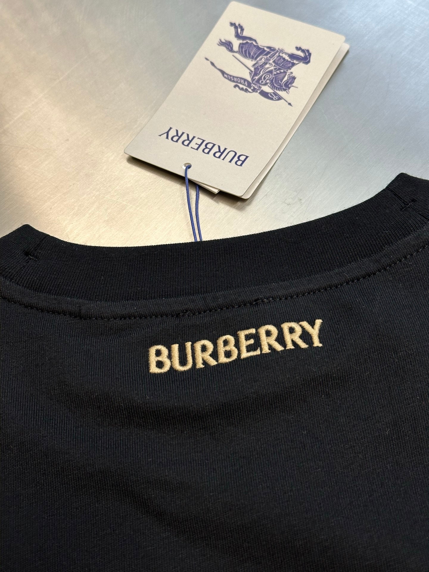 Burberry Check-Trim Equestrian Knight T-Shirt