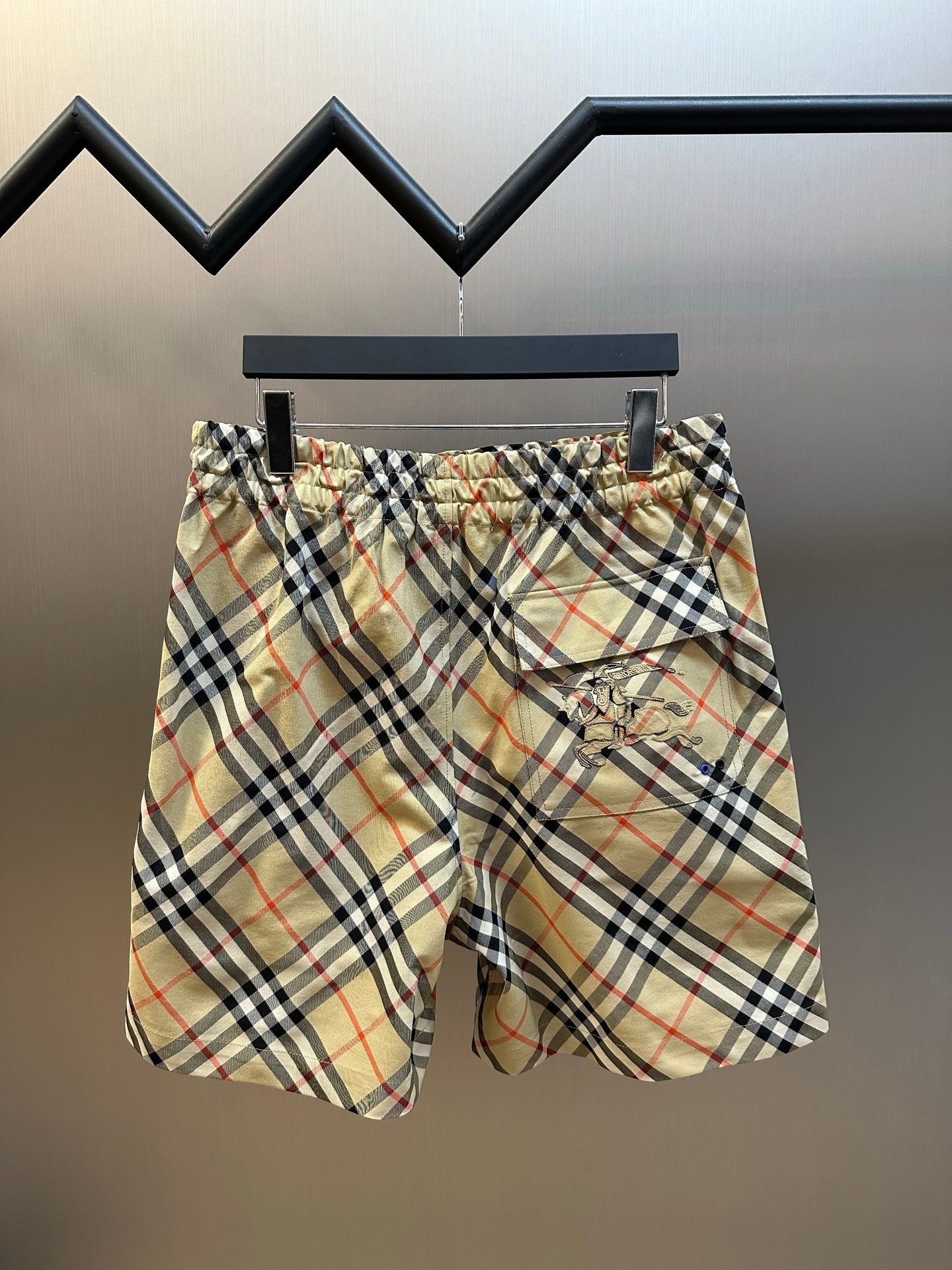Burberry Twill Check Equestrian Knight Embroidered Shorts