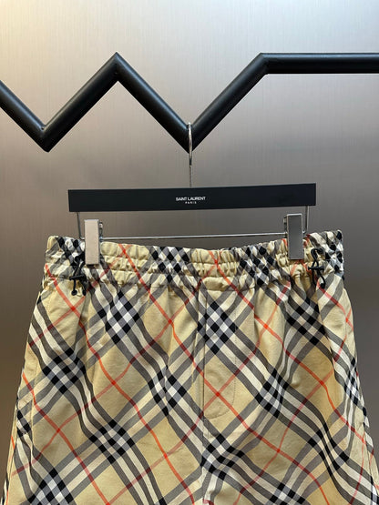 Burberry Twill Check Equestrian Knight Embroidered Shorts